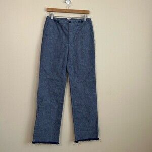 Philosophy Blue Denim High Rise Straight Leg Boho Jeans with Frayed Hem Size 2